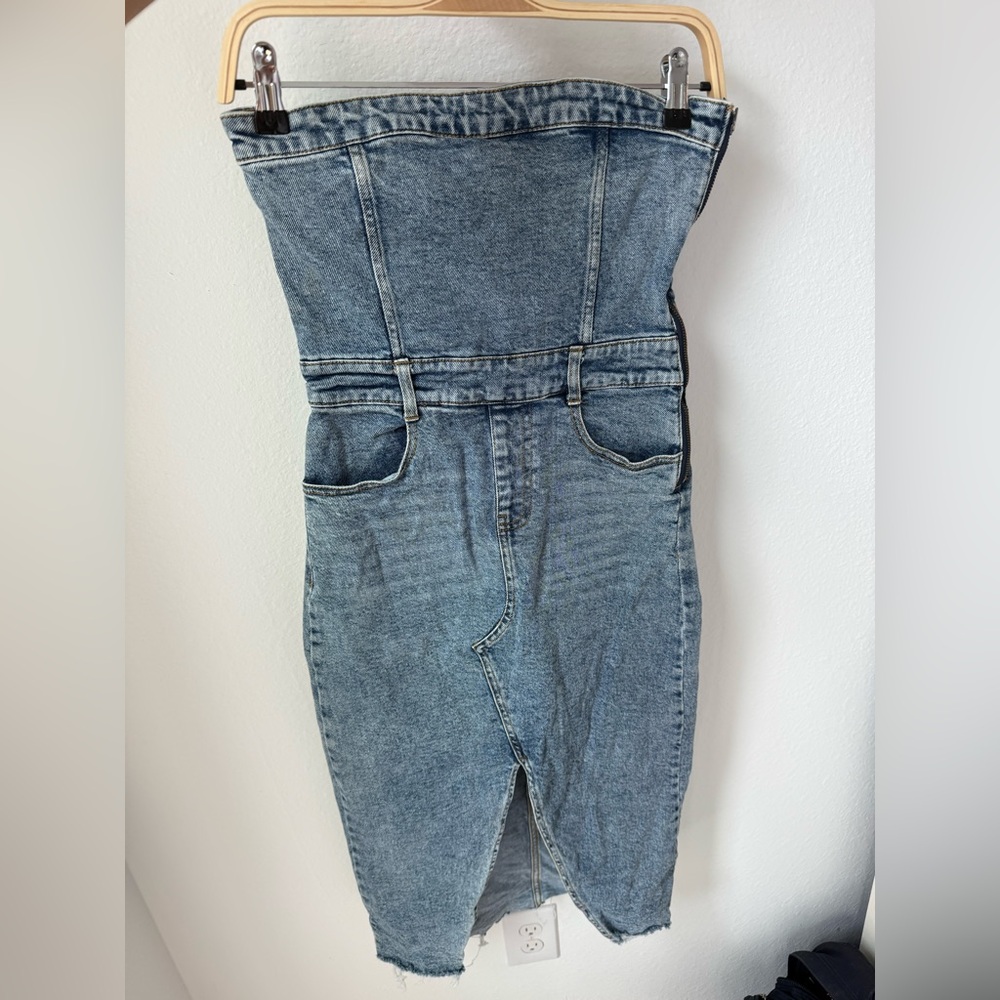 Denim midi dress, worn once, like new!